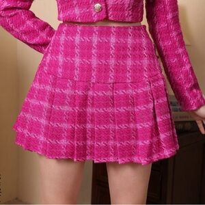 SHEIN Mod Tweed Pleated Mini Skirt